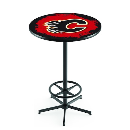 Holland Bar Stool Co 42" Black Calgary Flames Pub Table L216B4228CalFla